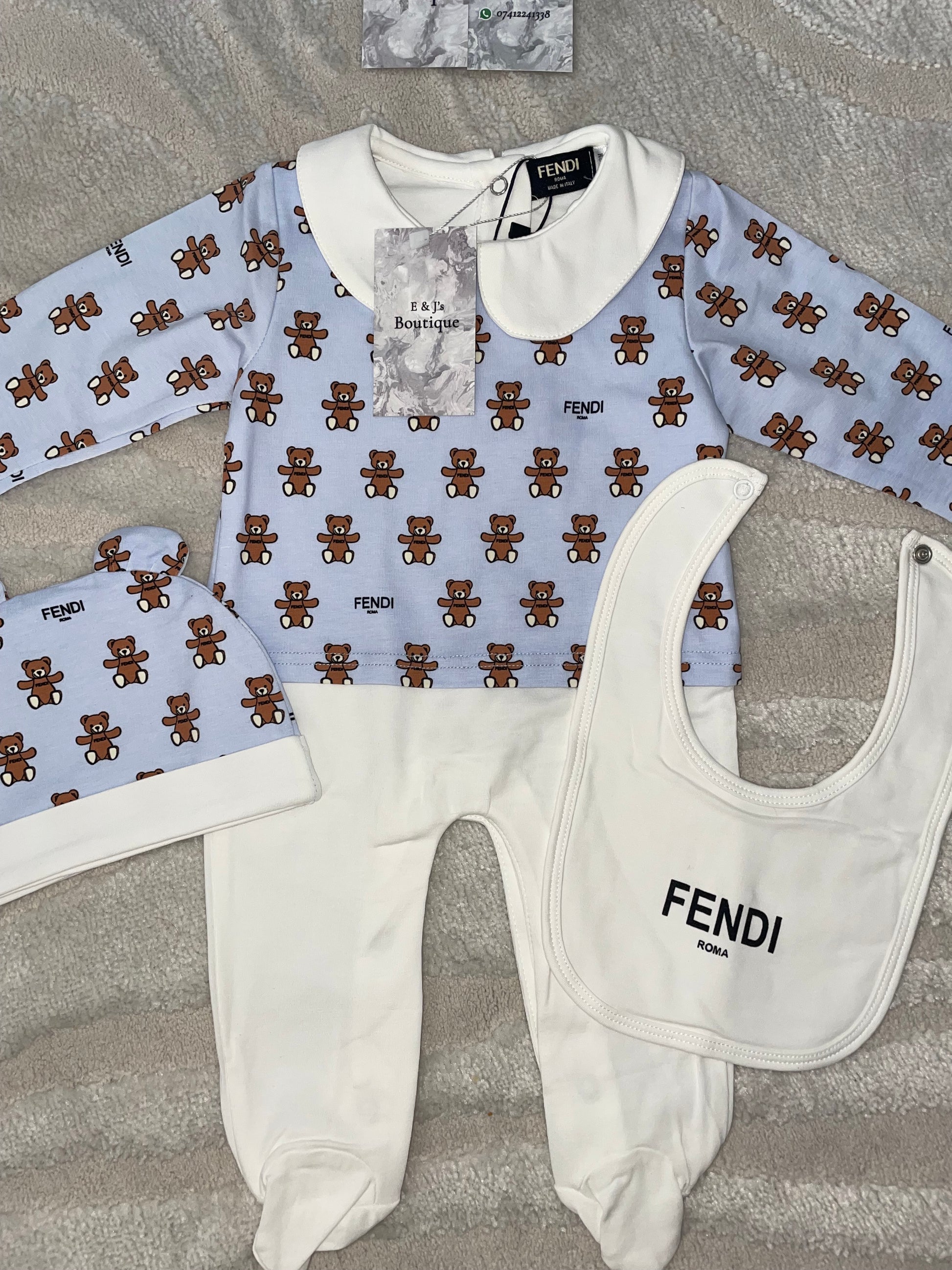 3pc Mini Fendi Teddy Bear Sets